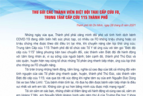 Chủ tịch TP.HCM gửi thư động viên biệt đội taxi cấp cứu F0