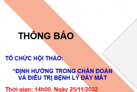 THÔNG BÁO TỔ CHỨC HỘI THẢO ĐỊNH HƯỚNG TRONG CHẨN ĐOÁN VÀ ĐIỀU TRỊ BỆNH LÝ ĐÁY MẮT