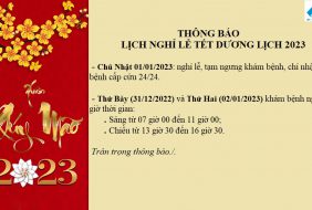 THÔNG BÁO LỊCH KHÁM BỆNH TRONG DỊP NGHỈ TẾT DƯƠNG LỊCH 2023