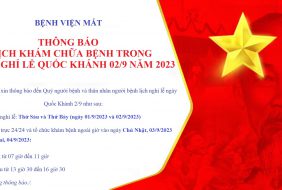 THÔNG BÁO: LỊCH KHÁM CHỮA BỆNH TRONG DỊP NGHỈ LỄ QUỐC KHÁNH 02/9 NĂM 2023