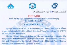 BỆNH VIỆN MẮT – THƯ MỜI THAM DỰ HỘI NGHỊ NHÃN KHOA TP.HCM MỞ RỘNG LẦN THỨ III NĂM 2024